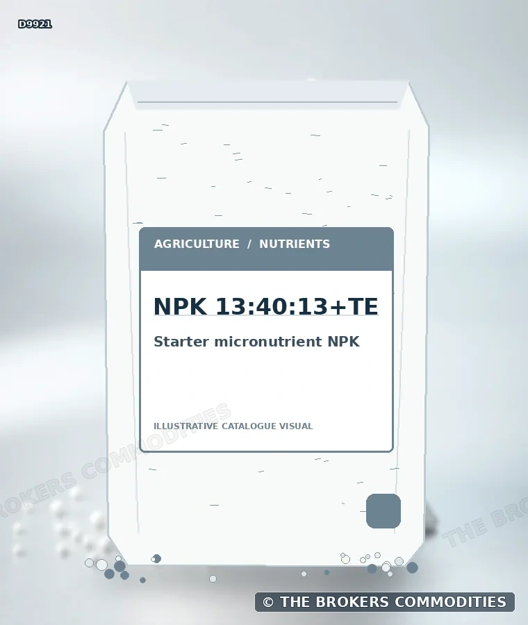 Starter micronutrient NPK · NPK 13:40:13+TE — Illustration of the formulation for visual identification; it does not depict confirmed packaging, stock or a specific lot.